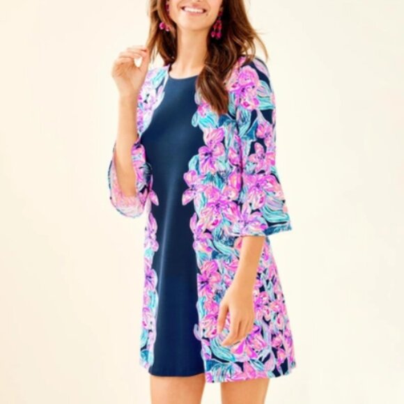 NWT Lilly Pulitzer Ophelia Swing Dress Size XL Hypes & Stripes Navy Pink - Picture 2 of 14